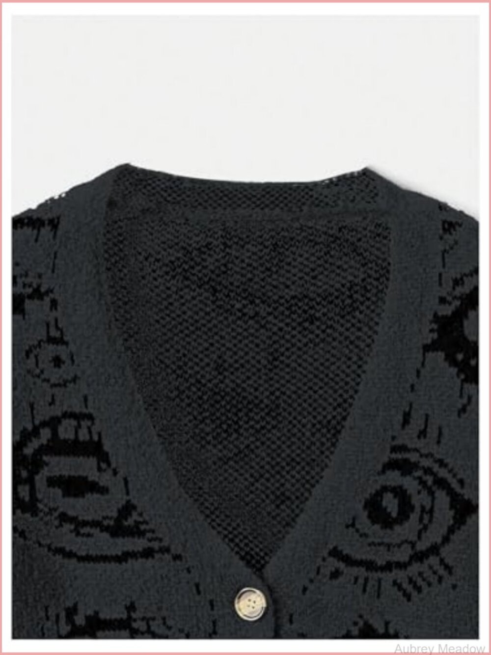 Women's Plus Size Eye Print Cardigan Goth Grunge Sweater Long Sleeve V-Neck - Picture 3 of 4